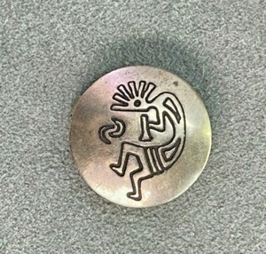 One Native American Stamped Sterling Silver Button Cover Kokopelli Design - Picture 1 of 5