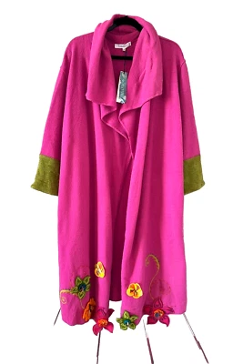 AZULEROS Франция размер S La Frileuse цветочный кимоно вязаное пальто новый с Ярлыками розовый шерстяная смесь - Изображение 1 из 4