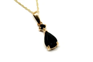 9ct Gold Sapphire Teardrop Necklace Pendant and 18" chain Gift Boxed Made in UK - Picture 1 of 4