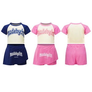 Girls Boys Set Letter Print Clothes Two-Piece Outfit Tennis Shorts Golf Casual - Picture 1 of 25
