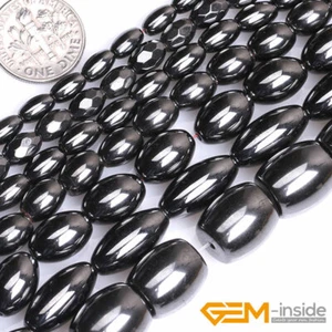 Natural Black Hematite Olivary Rice Beads For Jewelry Making Strand 15" DIY - Picture 1 of 41