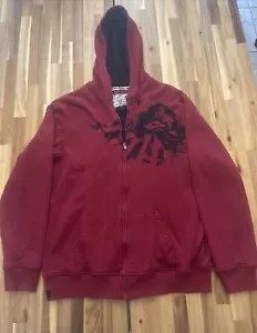 Giacca Rossa Tony Hawk con Cappuccio XXL Usata Anteriore Cerniera Tasche Cotone Poliestere - Foto 1 di 5