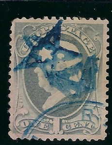 B&D: 1881-82 U.S. Scott 206 1c Franklin con estrella precancelo defectuoso - Imagen 1 de 2