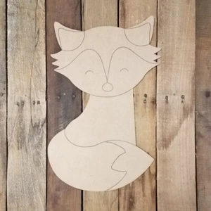 Sly Fox Cutout, Unfinished Animal Shape, Forest Creature DIY Craft Paint by Line - Picture 1 of 1