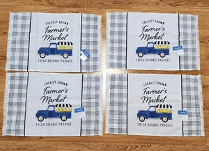 4 Autumn Fall Placemats Table Setting Farmers Market Blue Old Truck 13''x19 NWT - Picture 1 of 5