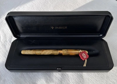 Parker Sonnet Rollerball Chino Laque Ambre Chapado en Oro 23K Borde y Clip Usado en Excelente Condición Foto 1 de 3