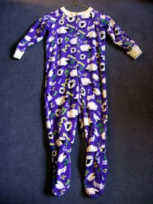 Footie de lana púrpura contando ovejas hecho a mano polar cremallera frontal para dormir talla 3 Foto 1 de 4