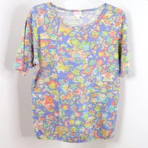 LuLaRoe Women's 3XL Custom Elastic Waist Multicolor Geometric Short Sleeve Top - Picture 1 of 5