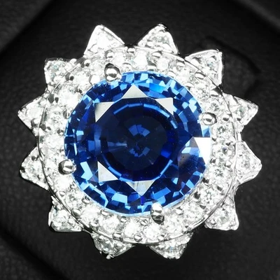 Suntuosos anillos de oro blanco de plata de ley 925 de 6,80 quilates con zafiro azul aciano Foto 1 de 4