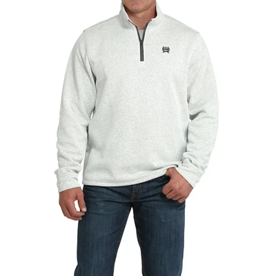 Pullover Cinch gris acanalado con cremallera de cuarto para hombre MWK1080018 Foto 1 de 4