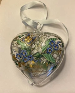 Ornamento a forma di cuore Hutschenreuther porcellana Baviera 1998 giglio della valle - Foto 1 di 5
