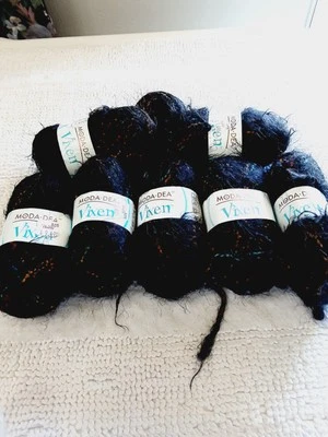 Moda Dea VIXEN Yarn Lot 7 Color #3980 Licorice Whip 100% Nylon Black Multicolor - Image 1 of 4