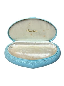 VTG - ART DECO PLASTIC Celluloid Jewelry Display Box Light Blue Braun Crystal Co - Picture 1 of 8