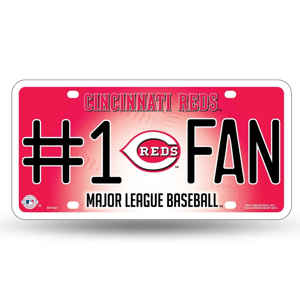 CINCINNATI REDS  #1 FAN CAR TRUCK TAG LICENSE PLATE MLB BASEBALL METAL SIGN - Image 1 of 4