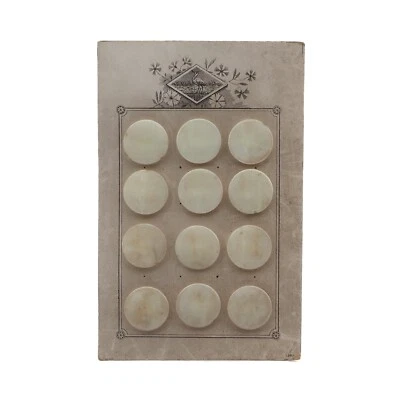 Card (12) Czech Deco vintage satin uranium glass buttons 22mm - Image 1 of 3