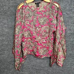 Anne Carson 100% Silk Cold Shoulder Blouse Size Medium - Picture 1 of 9