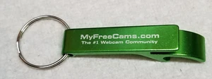 My Free Cams Keychain Green Bottle Opener 2000s Metal - Picture 1 of 5