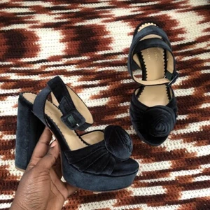 ANTONIO MELANI x Nicola Bathie hochhackige Plateau-Pumps Samt rosa marineblau – Größe 7M - Bild 1 von 8