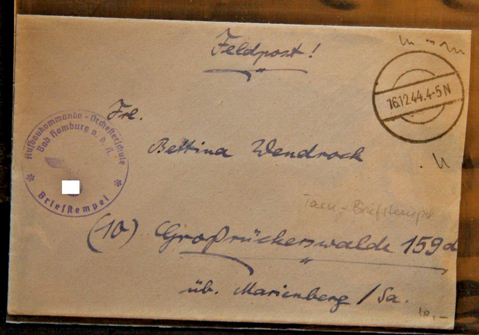 DR Feldpost II. WK Brief stummer Stempel 16.12.44 BS Orchesterschule  (57-29) - Bild 1 von 1