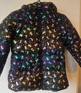 Real Love Iridescent Unicorn Fleece Lined Hooded Puffer Jacket. Size 10/12 - Picture 1 of 3
