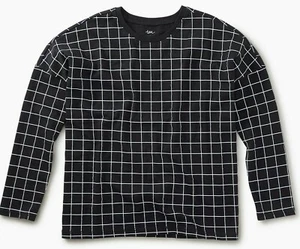 TEA COLLECTION City Grid Boxy L/S Top - Black - NWT Girls 16 - Picture 1 of 1