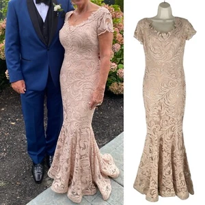 Vestido de Noche Nicole Bakti Lentejuelas Bordado Rosa Polvoriento Mujer Talla 6 - Imagen 1 de 11