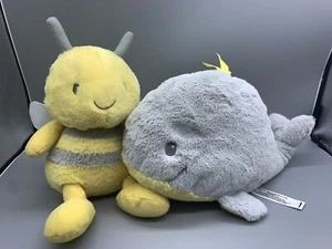 Babies R Us plush Whale and Bumblebee Bee Yellow Grey Neutral Nursery unisex - Picture 1 of 9