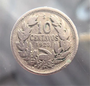 1923, CHILE, 10 CENTAVOS COIN, KEY DATE, DEFIANT CONDOR, NICE COLLECTIBLE COIN. - Picture 1 of 2
