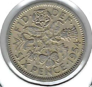 1954 Great Britain Circulated Six Pence QEII Coin! - Picture 1 of 2