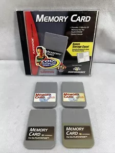 Playstation Memory Card with case holder w/ 4 memory cards 6S1 - Picture 1 of 7
