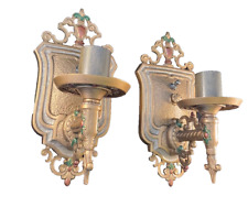 PAIR OF ANTIQUE CAST IRON SINGLE CANDLE SCONCES By MARKEL