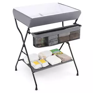 Infant Baby Changing Table Folding Diaper Station Nursery Organizer Gray - Picture 1 of 9