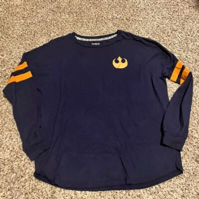 Camiseta Star Wars Rebel Alliance Azul Marino Manga Larga con Rayas Naranja Foto 1 de 4