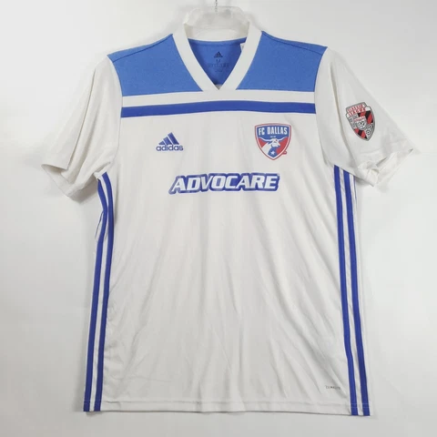 Adidas FC Dallas #15 Mens Jersey M White Climalite Polyester Short Sleeve *spot Cover