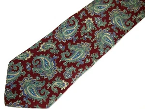 Geoffrey Beene Mens Necktie Tie Red Beige Green Blue Paisley 59" - Picture 1 of 4