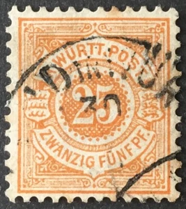 Wurttemberg 25pf orange-yellow, 1890, used, SG129, MI57b - Picture 1 of 1