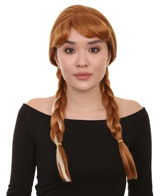 Peluca de princesa para mujer | Peluca marrón cosplay personaje trenzado largo jengibre HW-044 Foto 1 de 4
