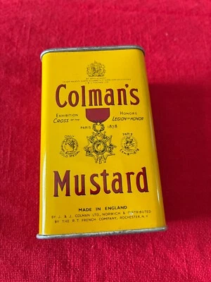 Vintage Colman’s Mustard Tin 4oz – Retro Yellow Spice Canister w/ Recipes 35¢ - Image 1 of 4