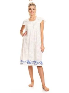 0074 Women Nightgown Sleepwear Pajamas Woman Short Sleeve Sleep Nightshirt - Picture 1 of 20