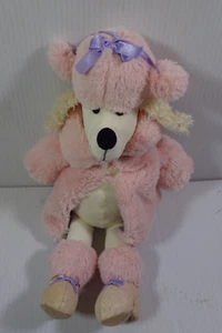 JellyCat Fur Coat Poodle Plush Stuffed Pom Pom Pink Cream Puppy Dog Toy 13" - Picture 1 of 7