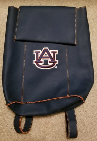 Blue Fake Leather Auburn Tigers University Backpack, Bookbag, Approx 15"x12" Cover
