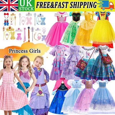 Princess Elsa Anna Cinderella Costume Girls Fancy Dress up Party Book Day Gifts - Image 1 of 4