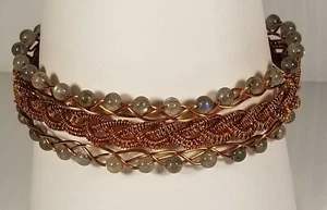 Labradorite Woven Copper Wire Cuff Bracelet - Picture 1 of 2