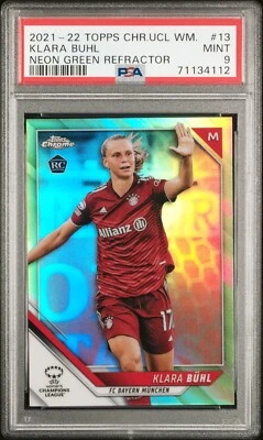 KLARA BUHL 2021-22 Topps Chrome UCL Women’s #13 Neon Green Refractor /99 PSA 9 - Image 1 of 2