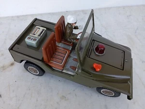 Toy Tin Car Vintage T-N Nomura Japan Battery Operated US Army Military Jeep - Picture 1 of 24