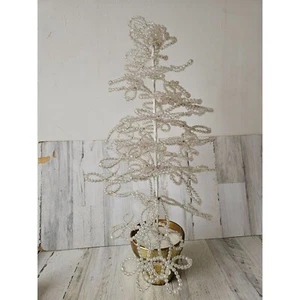 Vintage beaded mini tree unique Xmas tabletop potted iridescent decor large - Picture 1 of 7