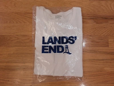 New Womens Lands End 100% Cotton Short Sleeve Tee top Small Petite 6-8 White - Image 1 of 3