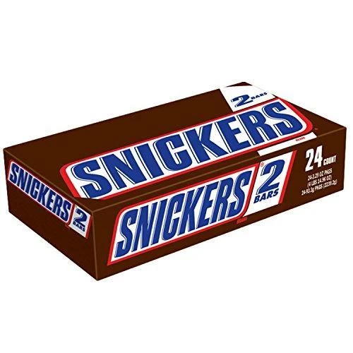 X24 Snickers Big Sharing Size Fresh Chocolate Peanut Caramel Candy Bars 3.29 Oz