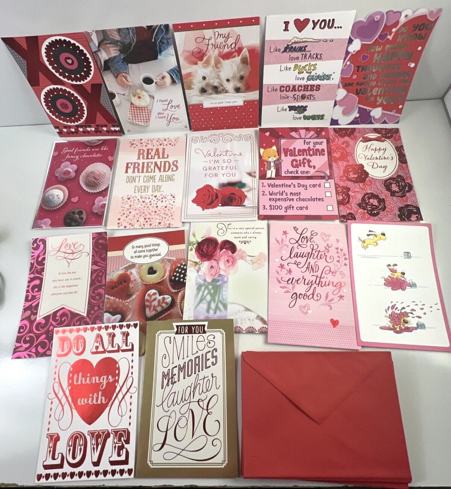 Lote de 17 NUEVAS Tarjetas Surtidas Sello Día de San Valentín Genéricas Con Sobres Foto 1 de 4