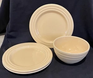 Pier 1 New Essentials Butter Yellow 3 Salad Dessert Plate & 1 Soup / Cereal Bowl - Picture 1 of 2
